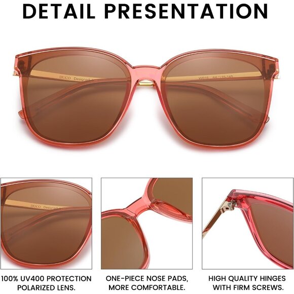 ✨ Women Pink Retro Round Sunglasses Polarized Shade Lightweight Frame Sunglasses
